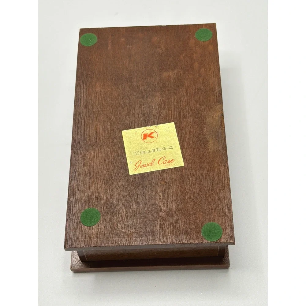 Kellerman Jewel Chest Wooden Hinged Lid Stained Glass Snail‎ Flower Art 0774